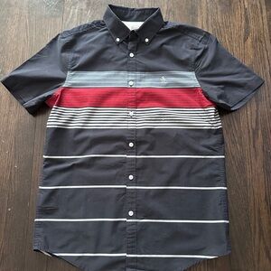 Penguin Men's Navy and Red Striped Shirt